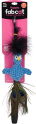 Fabcat Floppy Peacock Teaser Wand Cat Toy with Catnip, Blue