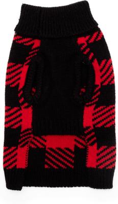 Show full view: The Worthy Dog Buffalo Turtleneck Dog Sweater, Black/Red, X-Small slide 3 of 4