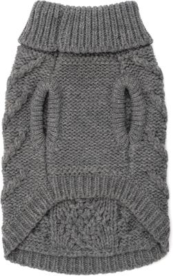 Show full view: The Worthy Dog Chunky Knit Turtleneck Dog Sweater, Gray, Medium slide 3 of 3