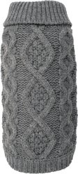 The Worthy Dog Chunky Knit Turtleneck Dog Sweater, Gray, Medium