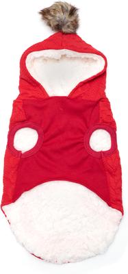 Show full view: The License House Ohio State Cable Dog Hoodie, Scarlet, X-Small slide 2 of 2