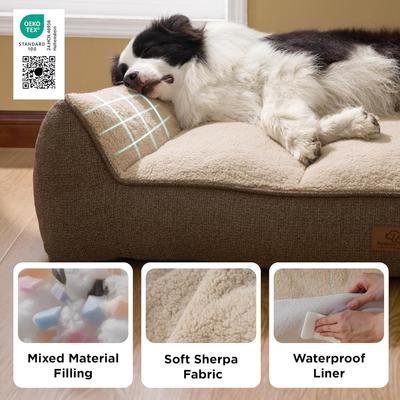 Show full view: Bedsure Sherpa Sofa Dog Bed with Washable Removable Cover, Brown, X-Large Pro slide 4 of 8