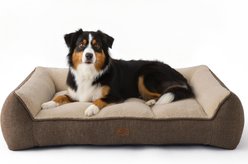 Bedsure Orthopedic Extra Thick Supportive Soft Plush Sherpa Dog Bed with Waterproof Washable Cover, Brown, X-Large Pro: 45-in