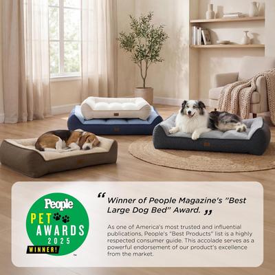 Show full view: Bedsure Orthopedic Extra Thick Supportive Soft Plush Sherpa Dog Bed with Waterproof Washable Cover, Navy, X-Large Pro: 45-in slide 3 of 10