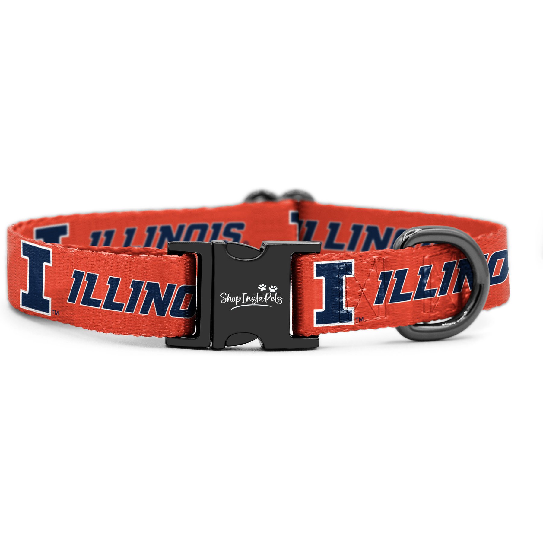 ShopInstaPets NCAA Polyester Standard Dog Collar, Small: 11 to 16-in neck, 1/2-in wide, Illinois Fighting Illini