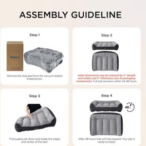 Bedsure SupportMax Orthopedic Waterproof Removable Cover Dog Bed, Grey, X-Large