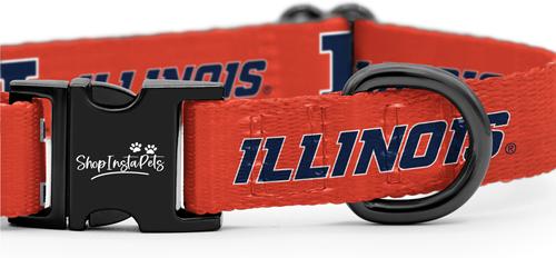 Show full view: ShopInstaPets Illinois Fighting Illini Adjustable Dog Collar, Orange, Medium: 19-in neck, 3/4-in wide slide 4 of 5