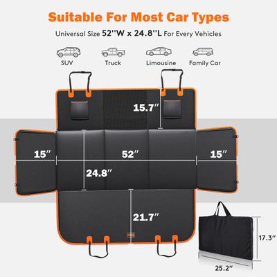 Show full view: Invenho Hard Bottom, Waterproof PU Leather Hammock Dog Car Backseat Cover, Large, Black slide 6 of 7