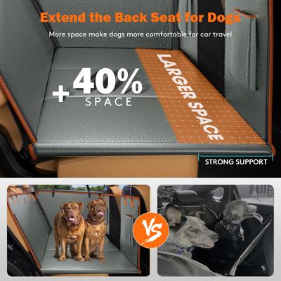 Show full view: Invenho Hard Bottom, Waterproof PU Leather Hammock Dog Car Backseat Cover, Large, Grey slide 2 of 7