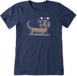 LIFE IS GOOD Valentine's Day Women's Dachshund Love Short Sleeve Crusher Tee, X-Large