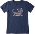 LIFE IS GOOD Valentine's Day Women's Dachshund Love Short Sleeve Crusher Tee, X-Large