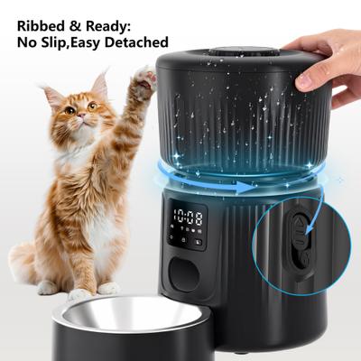 Show full view: PATPET 2.4G WiFi Food Dispenser with Dual Power Supply Timed Automatic Dog & Cat Feeder, 3-L, Black slide 9 of 12