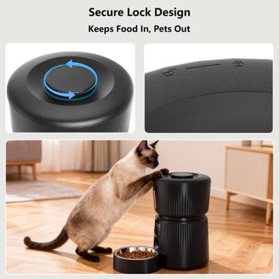 Show full view: PATPET 2.4G WiFi Food Dispenser with Dual Power Supply Timed Automatic Dog & Cat Feeder, 3-L, Black slide 5 of 12