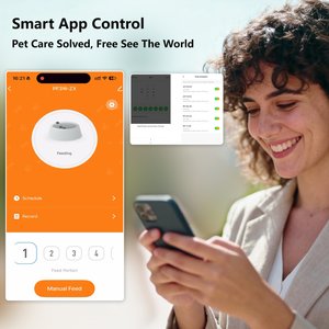 PATPET 2.4G WiFi Food Dispenser with Dual Power Supply Timed Automatic Dog & Cat Feeder, 3-L, Black
