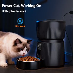 PATPET 2.4G WiFi Food Dispenser with Dual Power Supply Timed Automatic Dog & Cat Feeder, 3-L, Black