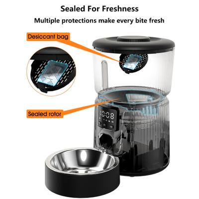 Show full view: PATPET 2.4G WiFi Food Dispenser with Dual Power Supply Timed Automatic Dog & Cat Feeder, 3-L, Black slide 4 of 12