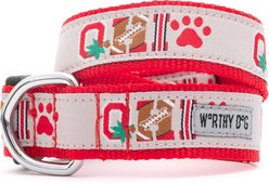 The License House Ohio State Buckeyes Paw Print OH-IO Nylon Dog Collar, Red, Small: 8 to 14-in neck, 5/8-in wide
