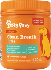 Zesty Paws Peppermint Flavored Soft Chews Clean Breath & Dental Support Supplement for Dogs, 120 count slide 1 of 3