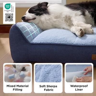 Show full view: Bedsure Orthopedic Extra Thick Supportive Soft Plush Sherpa Dog Bed with Waterproof Washable Cover, Navy, X-Large Pro: 45-in slide 6 of 10