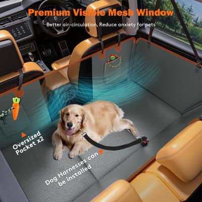 Show full view: Invenho Hard Bottom, Waterproof PU Leather Hammock Dog Car Backseat Cover, Large, Grey slide 7 of 7