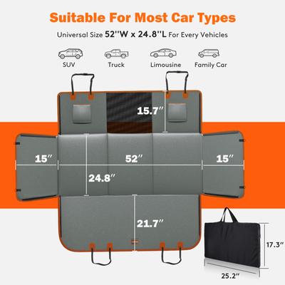 Show full view: Invenho Hard Bottom, Waterproof PU Leather Hammock Dog Car Backseat Cover, Large, Grey slide 6 of 7