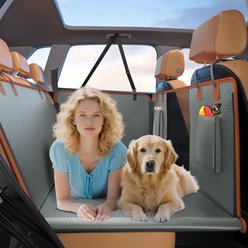 Invenho Hard Bottom, Waterproof PU Leather Hammock Dog Car Backseat Cover, Large, Grey