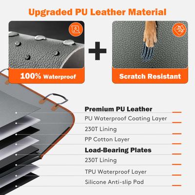 Show full view: Invenho Hard Bottom, Waterproof PU Leather Hammock Dog Car Backseat Cover, Large, Grey slide 4 of 7