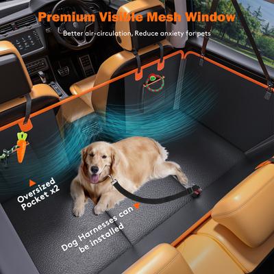 Show full view: Invenho Hard Bottom, Waterproof PU Leather Hammock Dog Car Backseat Cover, Large, Black slide 7 of 7