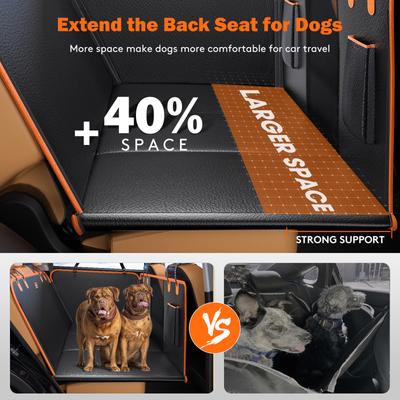 Show full view: Invenho Hard Bottom, Waterproof PU Leather Hammock Dog Car Backseat Cover, Large, Black slide 2 of 7
