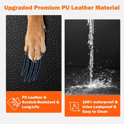 Show full view: Invenho Hard Bottom, Waterproof PU Leather Hammock Dog Car Backseat Cover, Large, Black slide 5 of 7