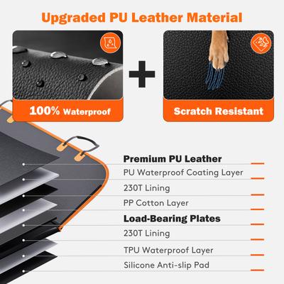 Show full view: Invenho Hard Bottom, Waterproof PU Leather Hammock Dog Car Backseat Cover, Large, Black slide 4 of 7