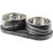 Show in main carousel: THE LICKER STORE Marbre Modern Weighted Double Marble & Stainless Steel Dog & Cat Bowl, Medium: 1.5-cup, Black/White slide 1 of 9