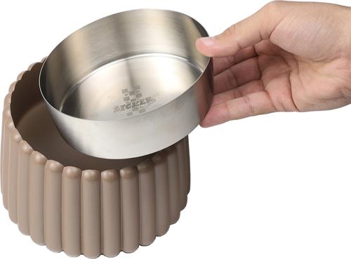 Show full view: THE LICKER STORE Ripple Ridge Slanted Concrete & Stainless Steel Dog & Cat Bowl, Medium: 2-cup, Brown slide 8 of 8