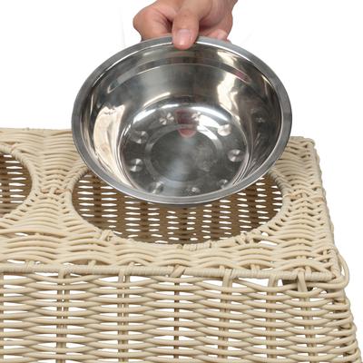 Show full view: THE LICKER STORE Serenity 6.9-in Elevated Dog & Cat Wicker with Two Stainless Steel Bowls, Medium: 2.2-cup, Almond slide 6 of 6