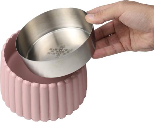 Show full view: THE LICKER STORE Ripple Ridge Slanted Concrete & Stainless Steel Dog & Cat Bowl, Medium: 2-cup, Pink slide 8 of 8