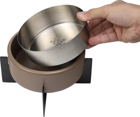 Show full view: THE LICKER STORE Intersecta Concrete & Stainless Steel Dog & Cat Bowl with Metal Stand, Medium: 2-cup, Brown/Black slide 9 of 9
