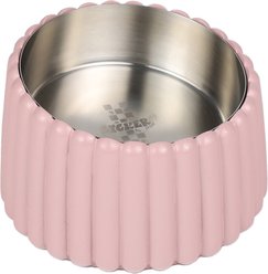 THE LICKER STORE Ripple Ridge Slanted Concrete & Stainless Steel Dog & Cat Bowl, Medium: 2-cup, Pink