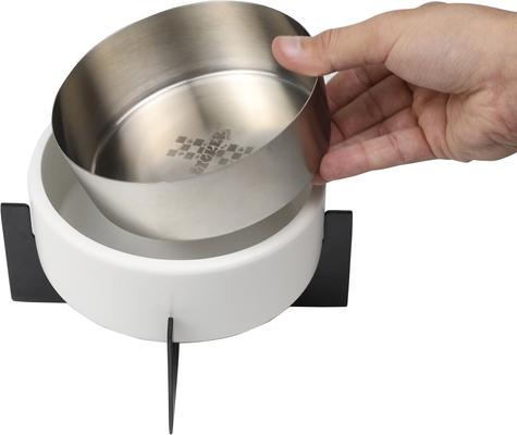 Show full view: THE LICKER STORE Intersecta Concrete & Stainless Steel Dog & Cat Bowl with Metal Stand, Medium: 2-cup, White/Black slide 8 of 8