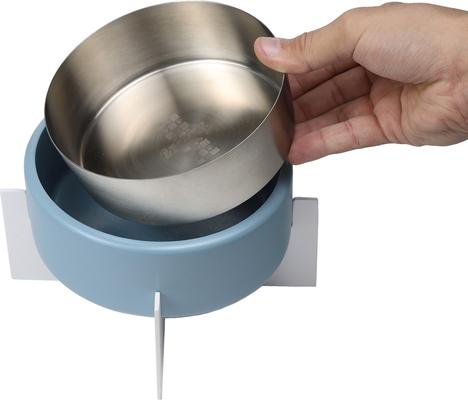 Show full view: THE LICKER STORE Intersecta Concrete & Stainless Steel Dog & Cat Bowl with Metal Stand, Medium: 2-cup, Blue/White slide 9 of 9