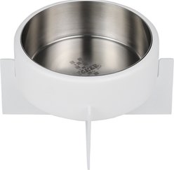 THE LICKER STORE Intersecta Concrete & Stainless Steel Dog & Cat Bowl with Metal Stand, Medium: 2-cup, White