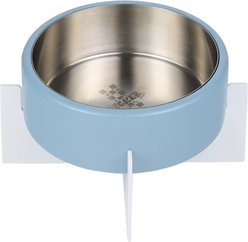 THE LICKER STORE Intersecta Concrete & Stainless Steel Dog & Cat Bowl with Metal Stand, Medium: 2-cup, Blue/White