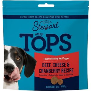Stewart Puff Tops Beef, Cheese & Cranberry Recipe Limited-Ingredient Freeze-Dried Dog Food Topper, 6-oz pouch