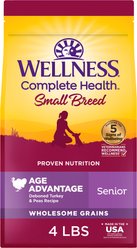 Wellness Small Breed Complete Health Senior Deboned Turkey & Peas Recipe Dry Dog Food, 4-lb bag