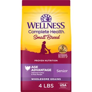 Wellness Small Breed Complete Health Senior Deboned Turkey & Peas Recipe Dry Dog Food, 4-lb bag