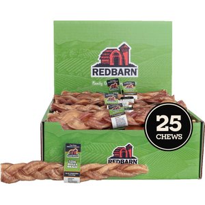 Redbarn Premium 12" Braided Bully Sticks Dog Treats, case of 25