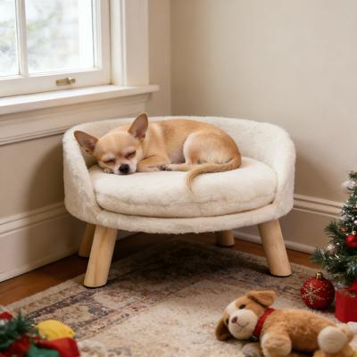 Show full view: Wisfor Waterproof Nordic Stool Elevated Cat Bed with Removable Cover, White, Medium slide 2 of 9