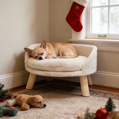 Show full view: Wisfor Waterproof Nordic Stool Elevated Cat Bed with Removable Cover, White, Medium slide 9 of 9