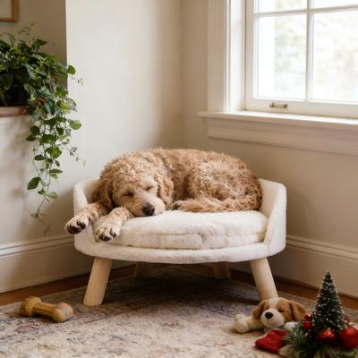 Show full view: Wisfor Elevated Waterproof Nordic Stool Cat Bed, White, Large slide 9 of 11