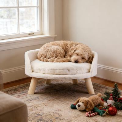 Show full view: Wisfor Elevated Waterproof Nordic Stool Cat Bed, White, Large slide 3 of 11