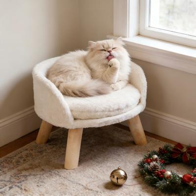 Show full view: Wisfor Elevated Waterproof Nordic Stool Cat Bed, White, Small slide 2 of 10